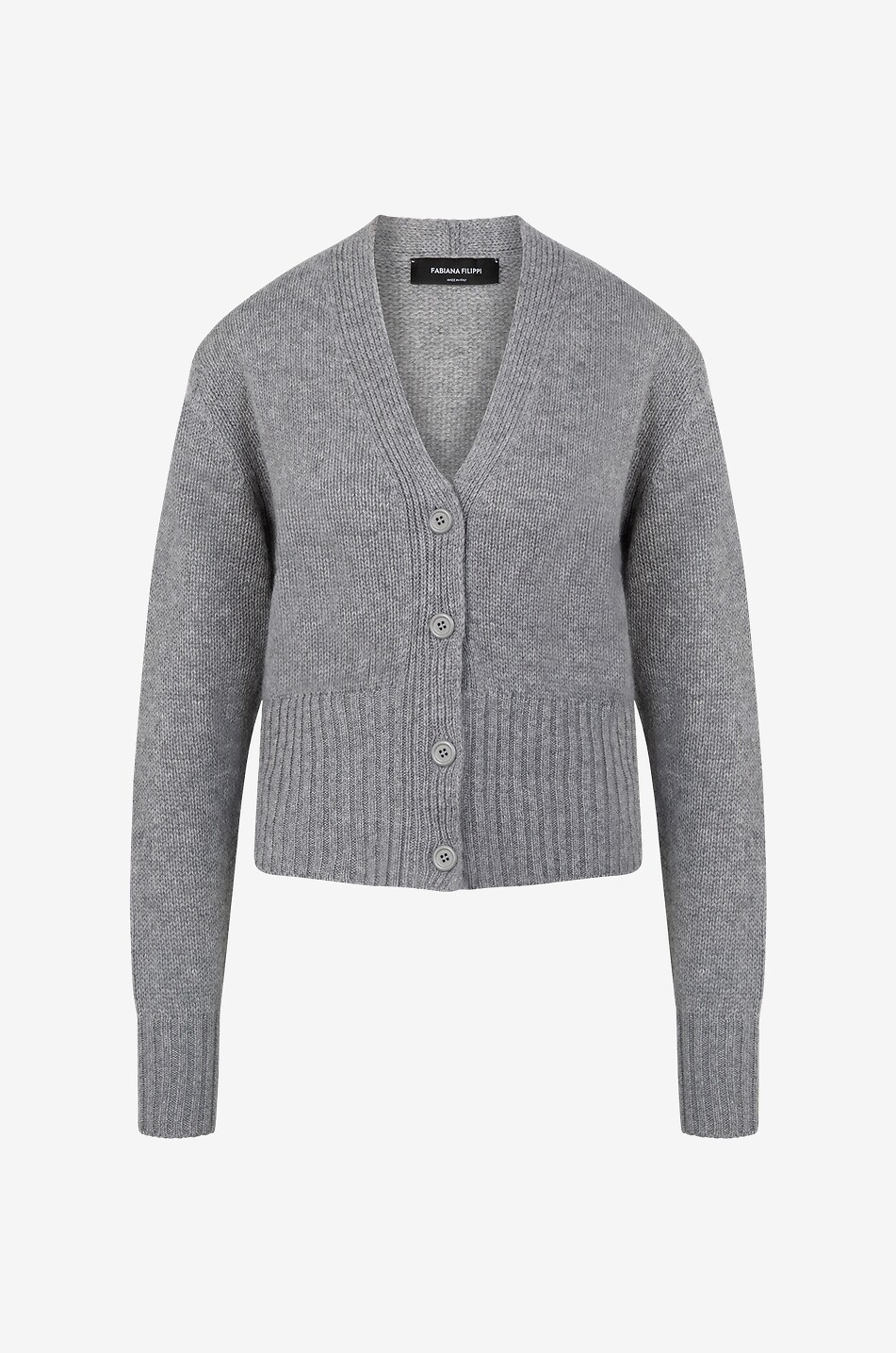 Short cashmere V-neck cardigan