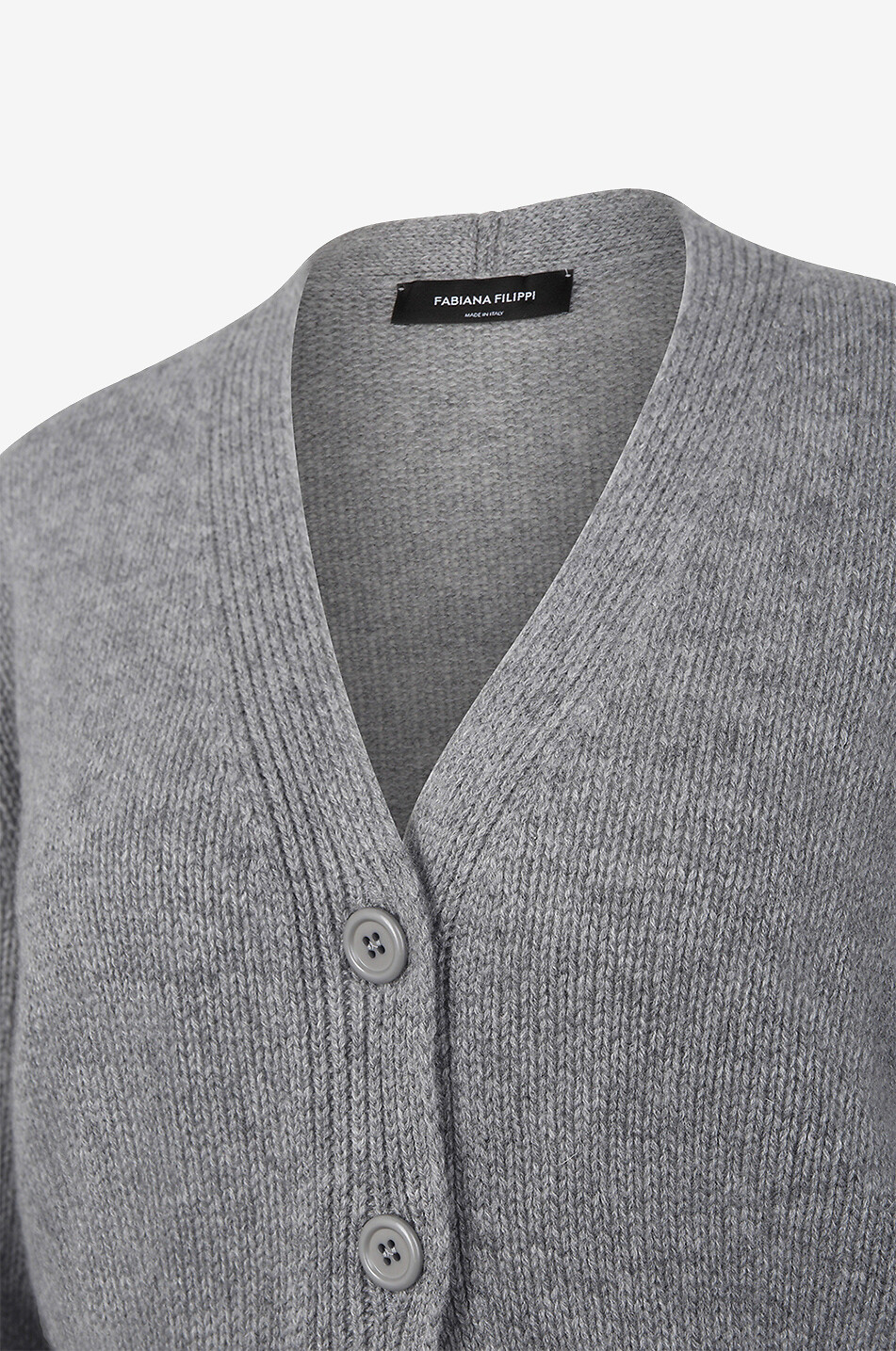 FABIANA FILIPPI Short cashmere V-neck cardigan Women GREY 8
