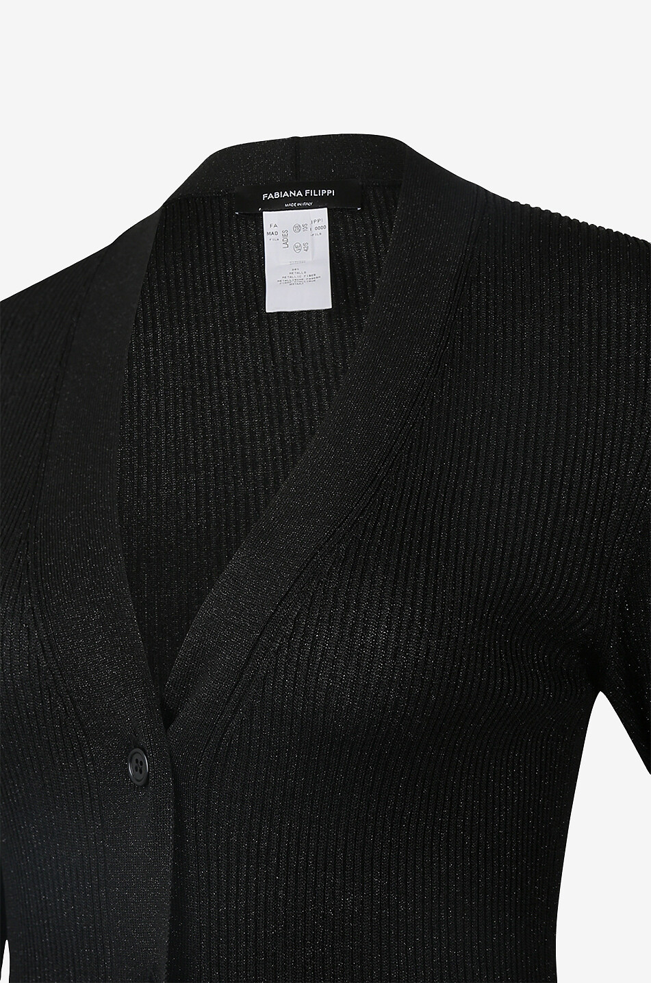 Feiner Rippstrick-Lurex-Cardigan mit V-Ausschnitt