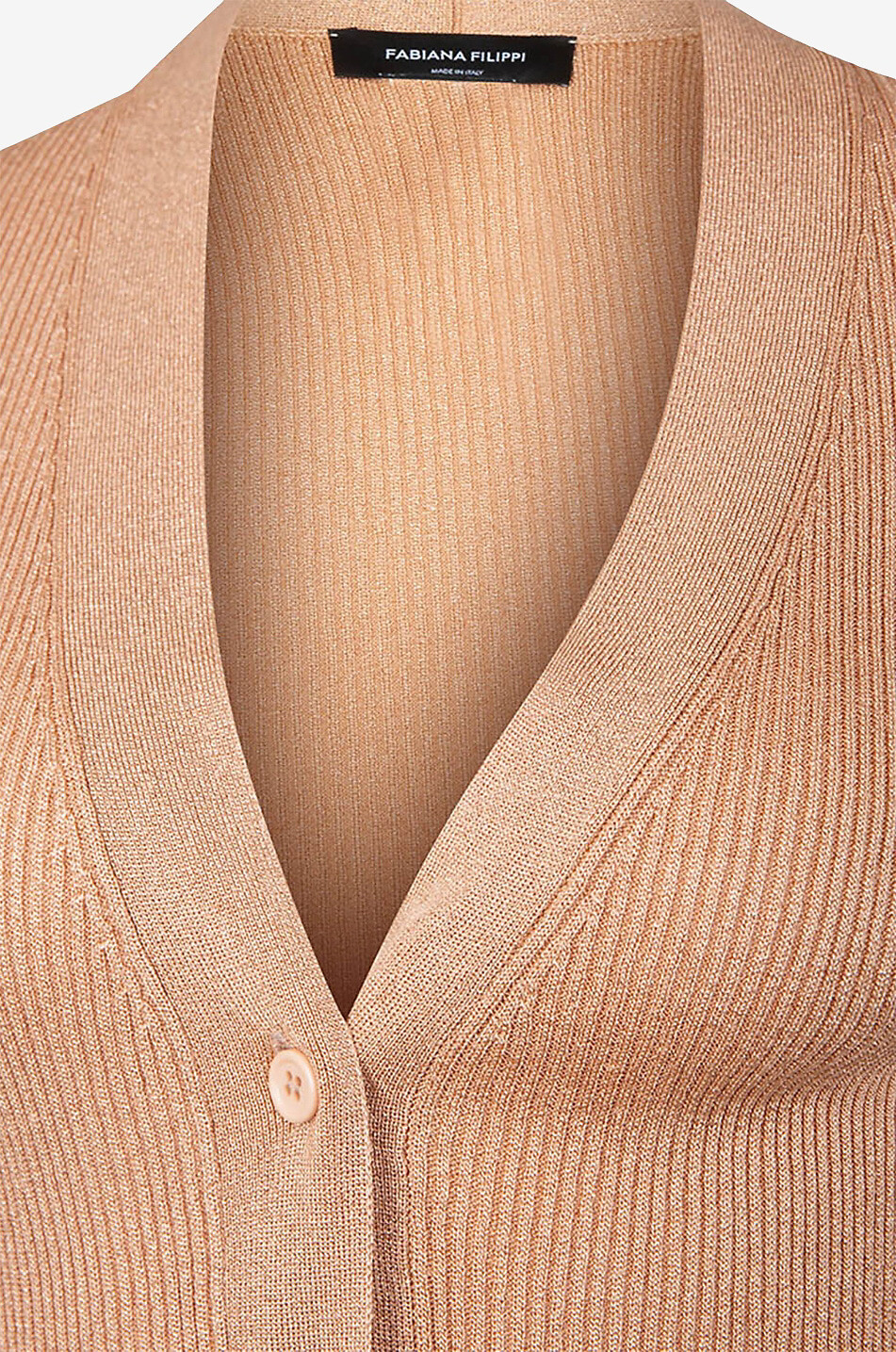 FABIANA FILIPPI Feiner Rippstrick-Lurex-Cardigan mit V-Ausschnitt Damen ROSA 7