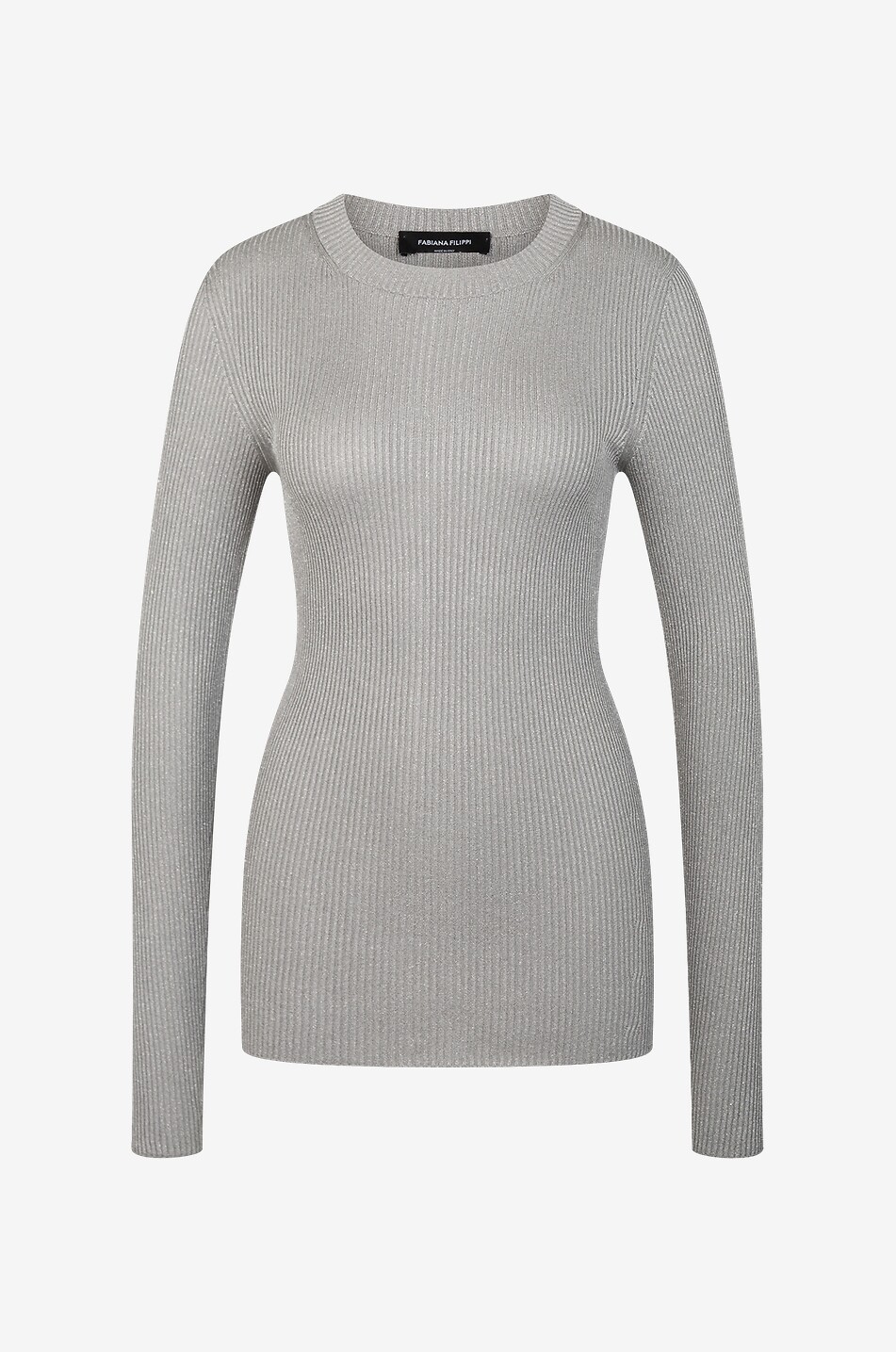 Pull chaussette côtelé en maille lurex à col rond