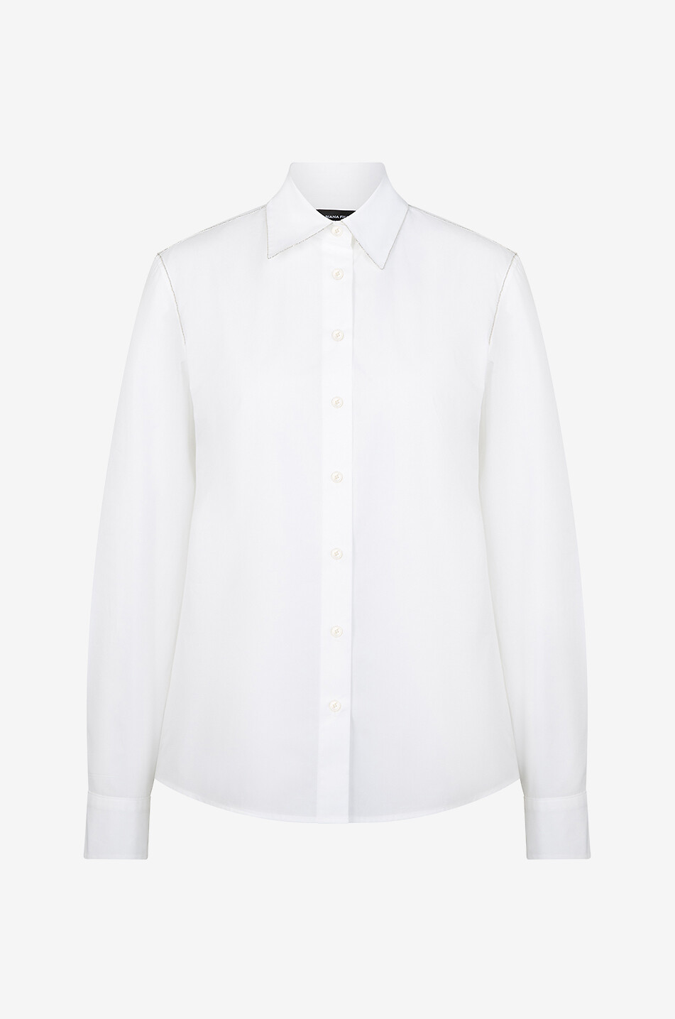 Popelinehemd mit silbernen Perlenstickereien