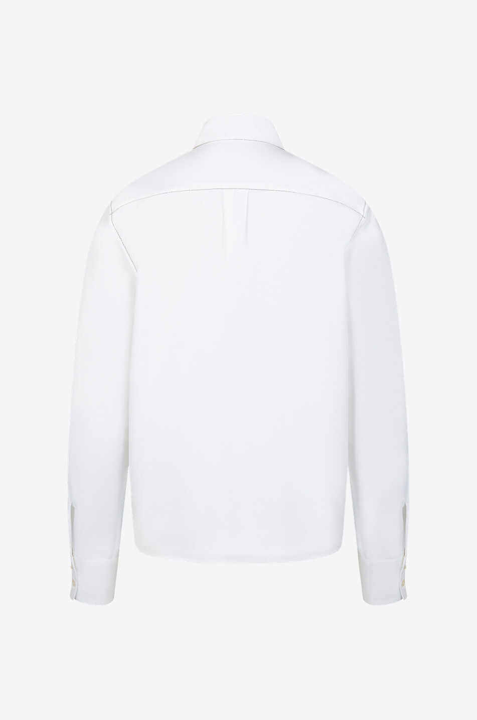 Popelinehemd mit silbernen Perlenstickereien