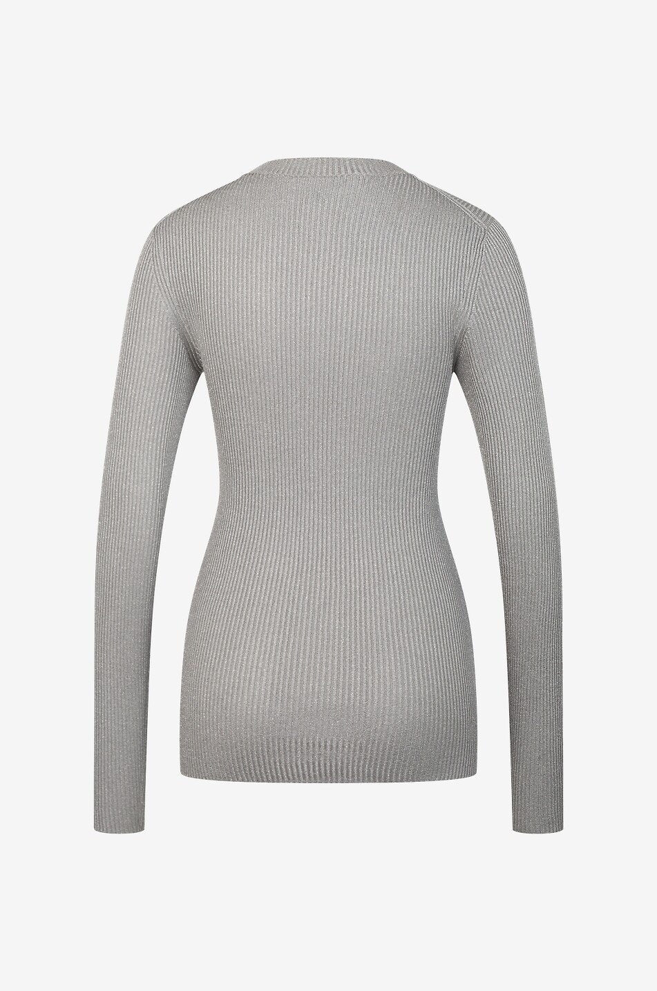FABIANA FILIPPI Pull chaussette côtelé en maille lurex à col rond Femme GRIS 2