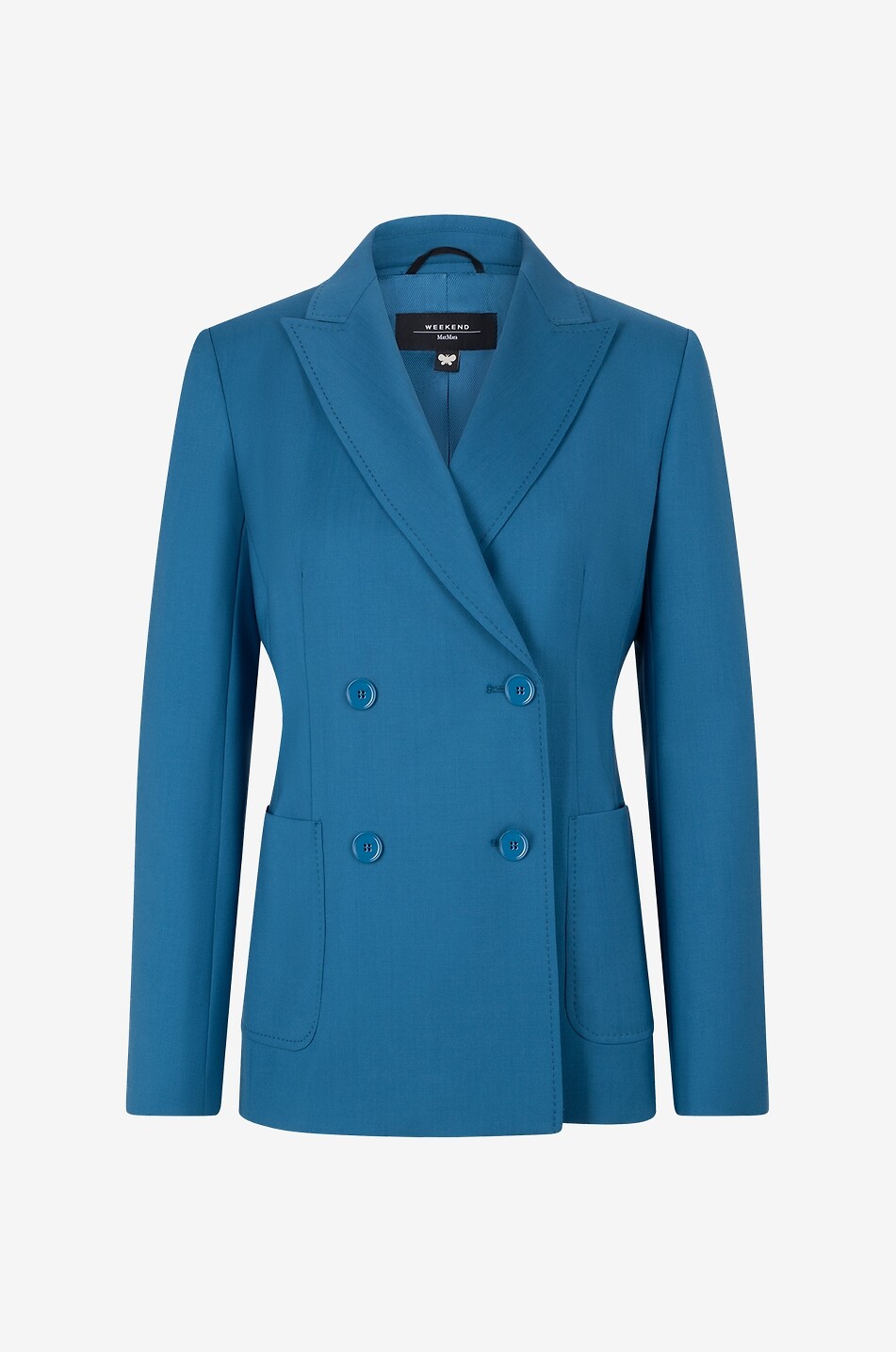 WEEKEND MAX MARA Nervoso fluid wool double-breasted blazer Women MEDIUM BLUE 1