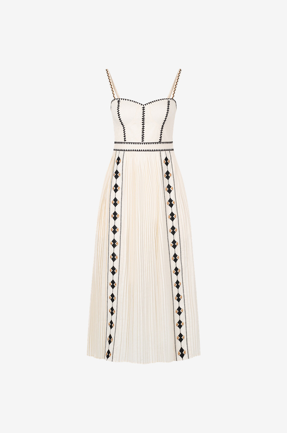 ULLA JOHNSON Elin pleated embroidered midi sundress Women EGGSHELL 1