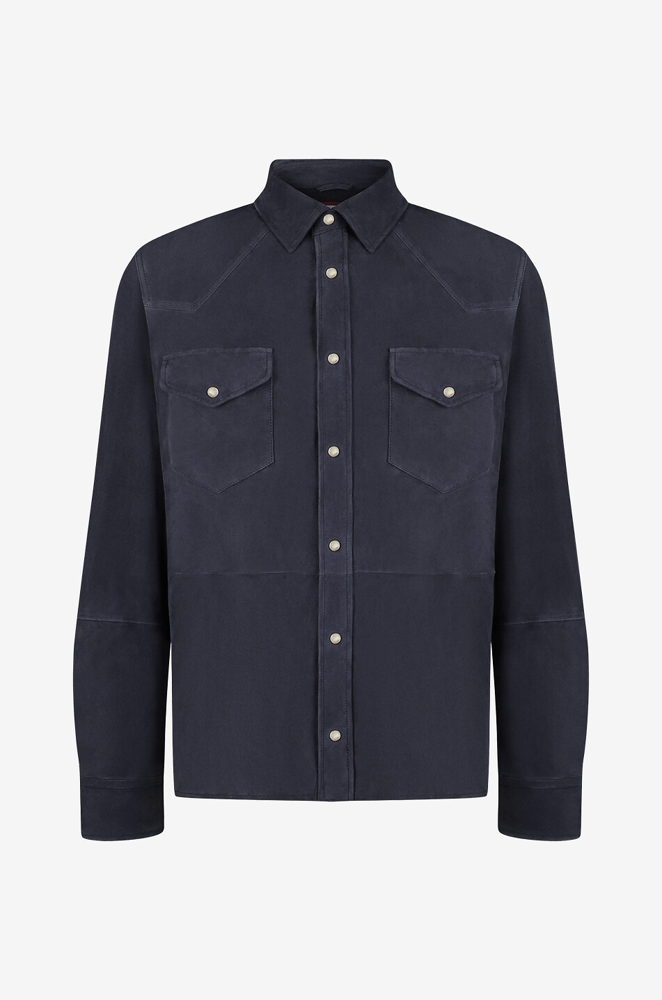 BRUNELLO CUCINELLI Lightweight suede overshirt Men DARK BLUE 1