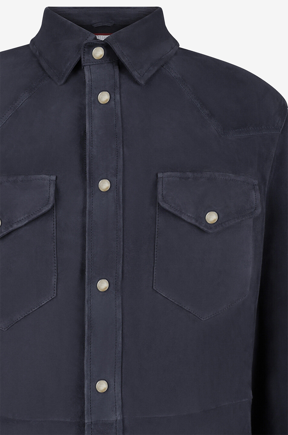 BRUNELLO CUCINELLI Lightweight suede overshirt Men DARK BLUE 3