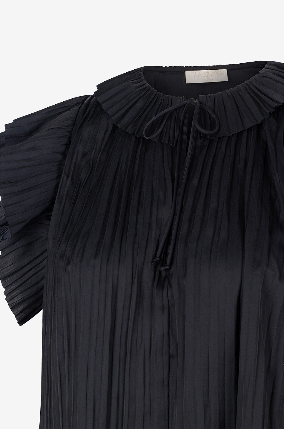 ULLA JOHNSON Elli pleated ruffled top in satin Women BLACK 3