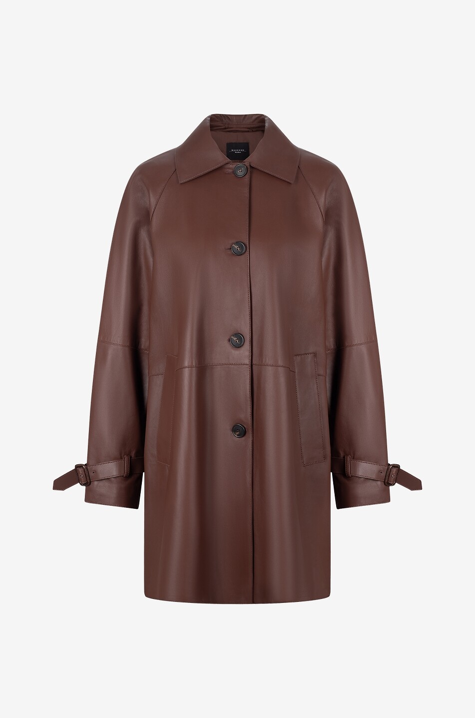 WEEKEND MAX MARA Manteau court léger en cuir Nevada Duster Femme ORANGE FONCÉ 1