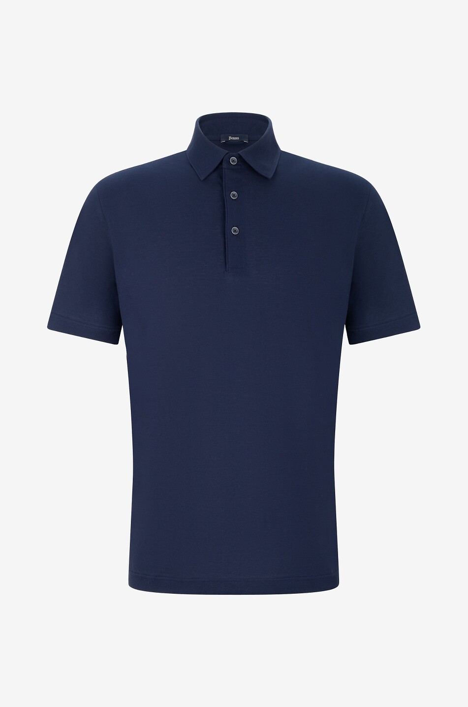 HERNO Crepe jersey short-sleeved polo shirt Men DARK BLUE 1