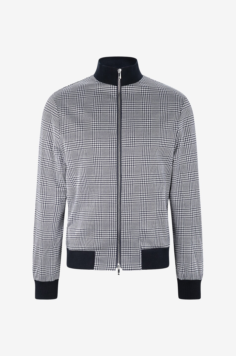 MARCO PESCAROLO Club checked cotton and silk bomber jacket Men DARK BLUE 1