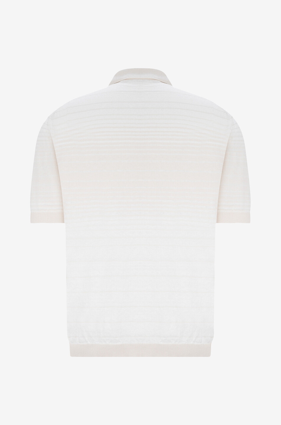 MAURIZIO BALDASSARI Linen and silk short-sleeved striped knit polo shirt Men EGGSHELL 2