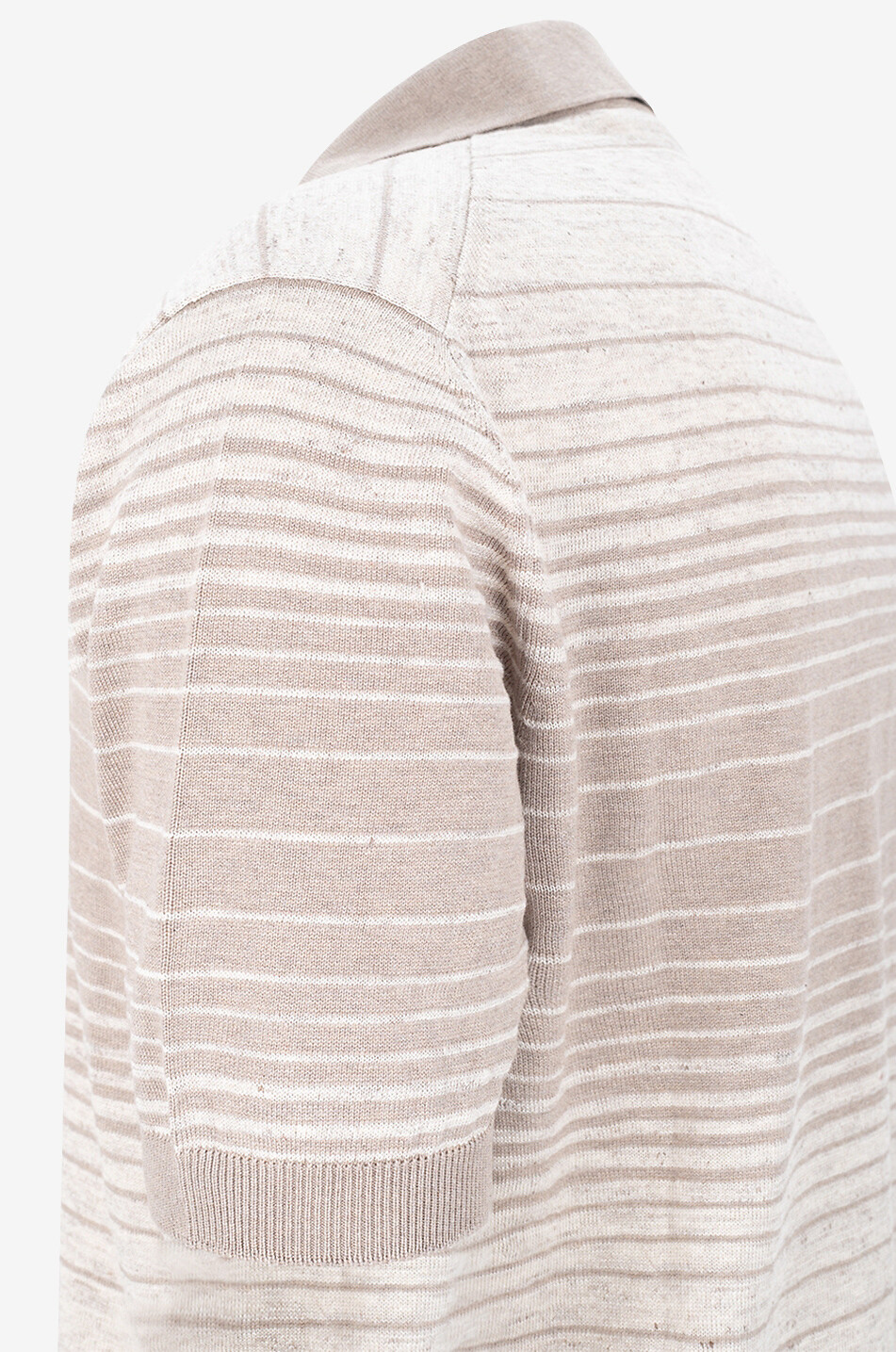 MAURIZIO BALDASSARI Kurzärmeliges gestreiftes Strick-Polohemd aus Leinen und Seide Herren BRAUN 3