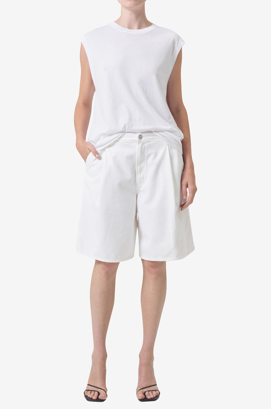 AGOLDE Ellis cotton shorts with waistband tucks Women WHITE 2