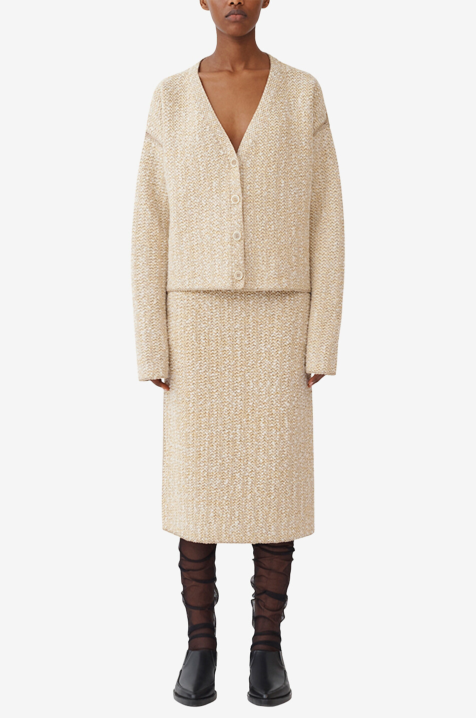 Cardigan boxy en maille tweed scintillante