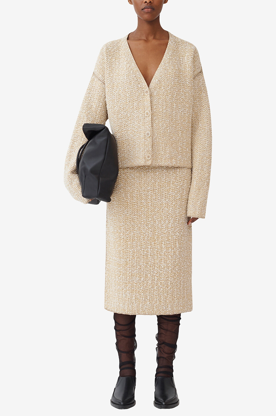 Cardigan boxy en maille tweed scintillante