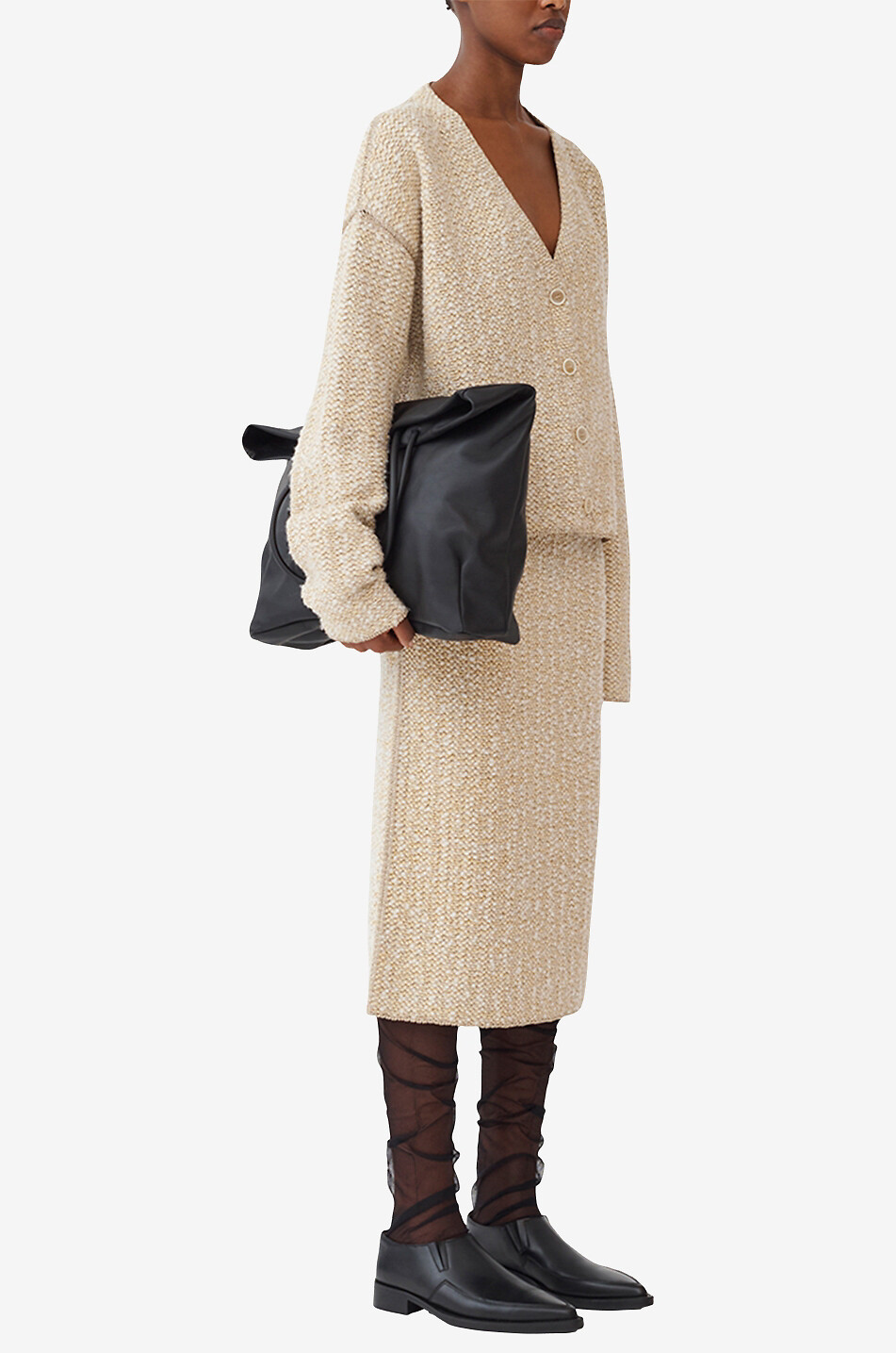 Cardigan boxy en maille tweed scintillante