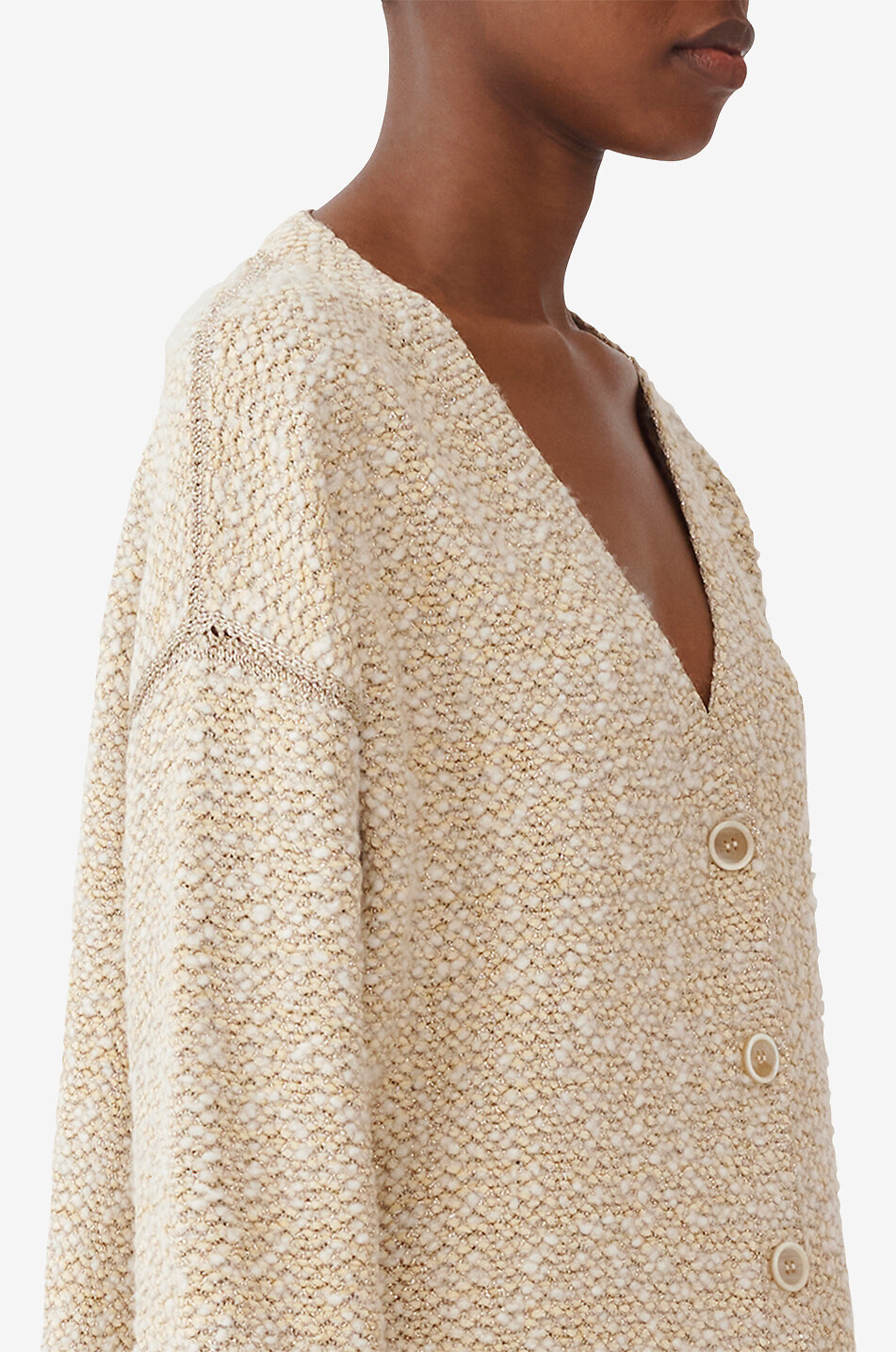 Cardigan boxy en maille tweed scintillante