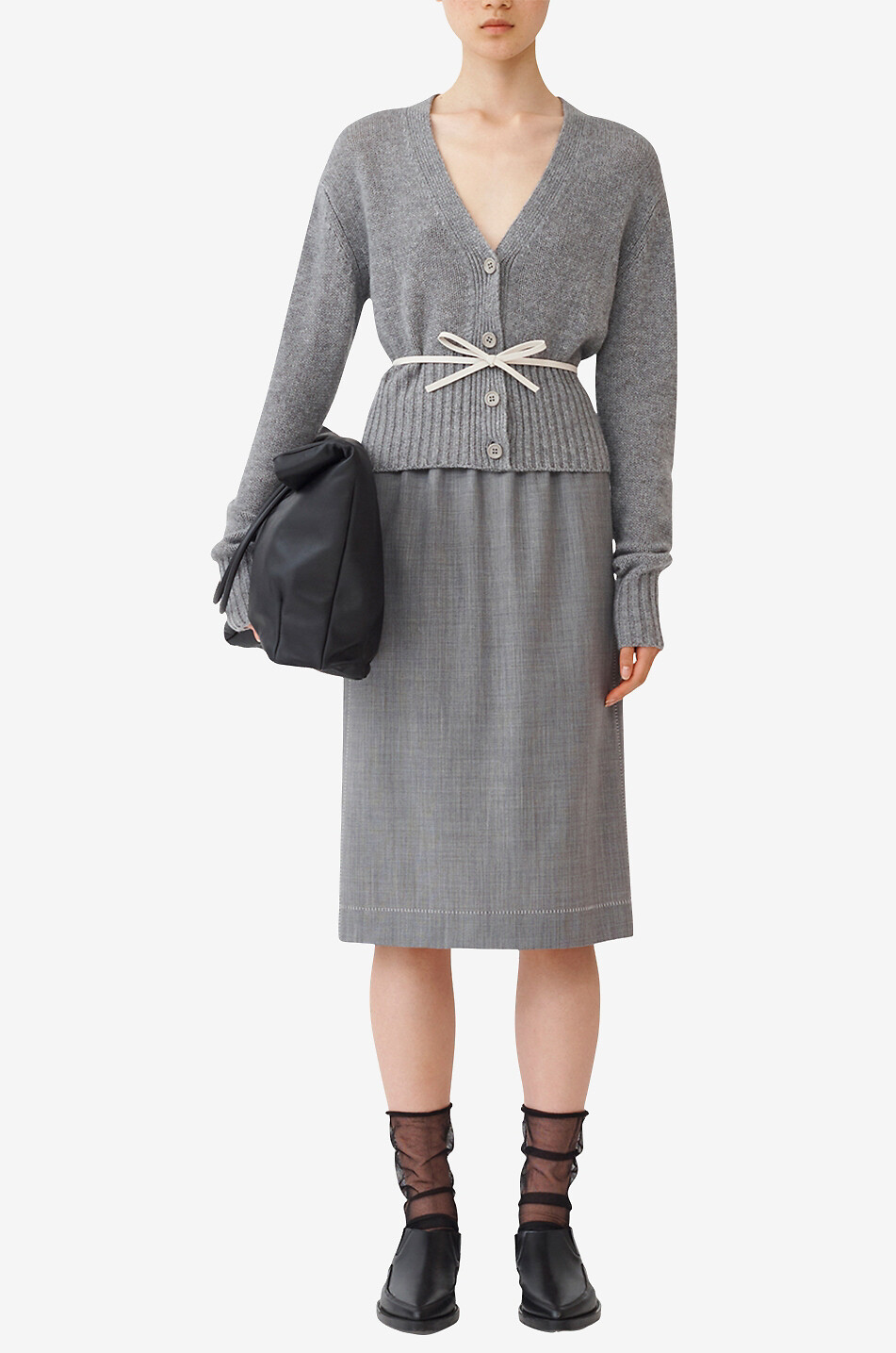 FABIANA FILIPPI Short cashmere V-neck cardigan Women GREY 4