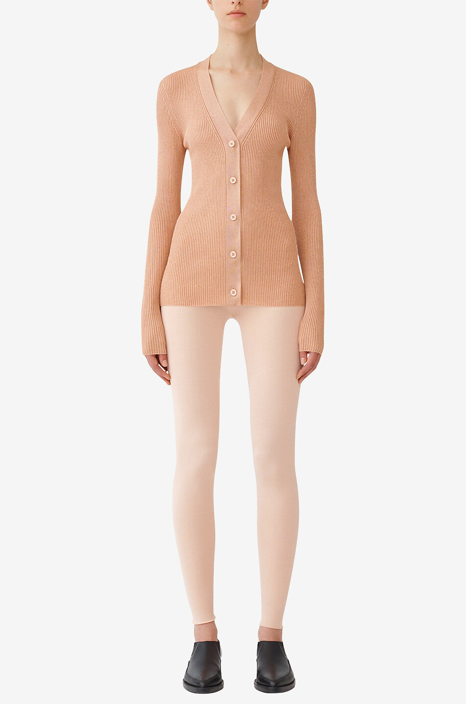 FABIANA FILIPPI Feiner Rippstrick-Lurex-Cardigan mit V-Ausschnitt Damen ROSA 3