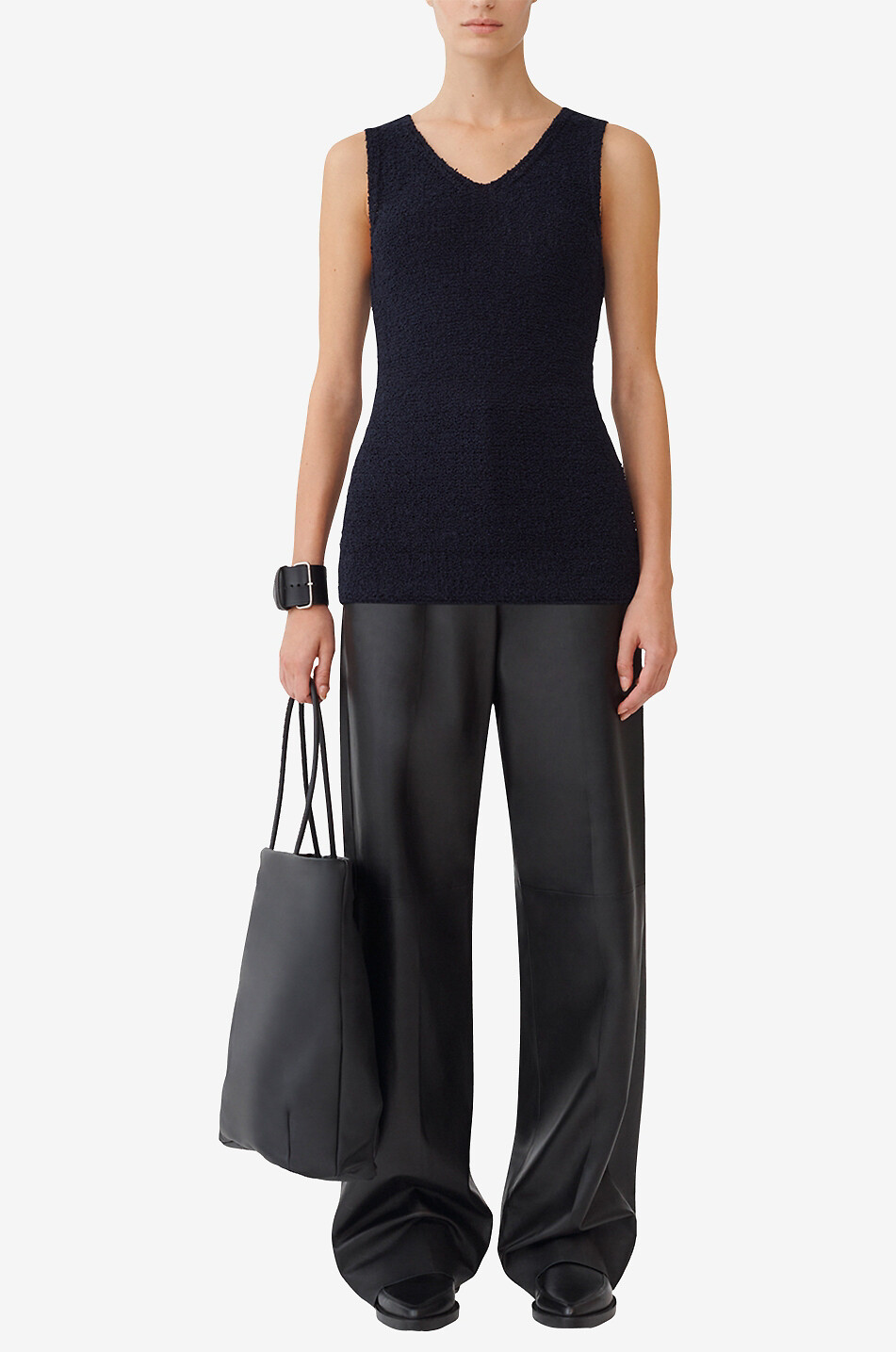 Bouclé-Strick-Tanktop mit V-Ausschnitten