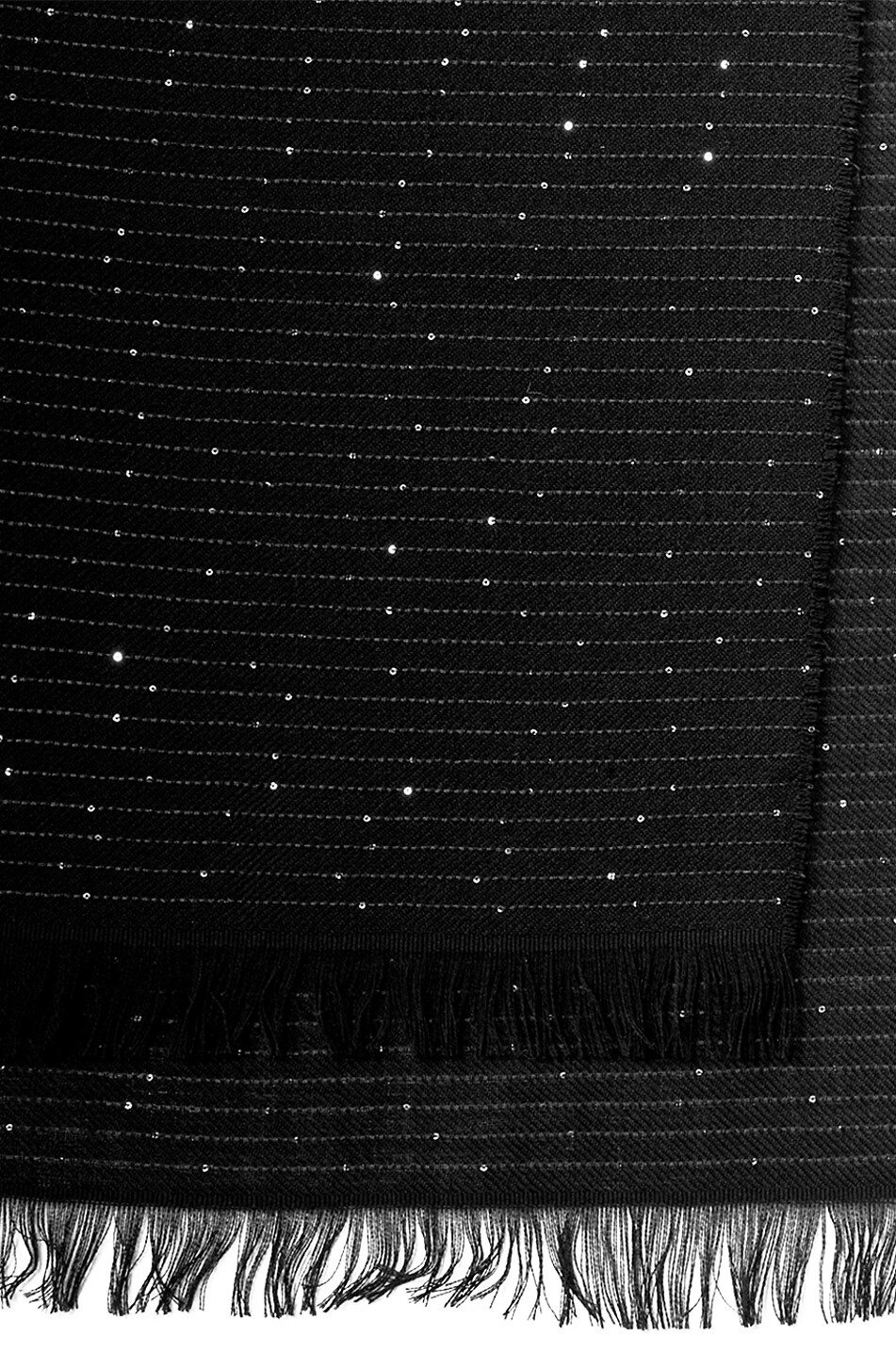FABIANA FILIPPI Fine woven wool scarf with stripes and iridescent sequins Women BLACK 4