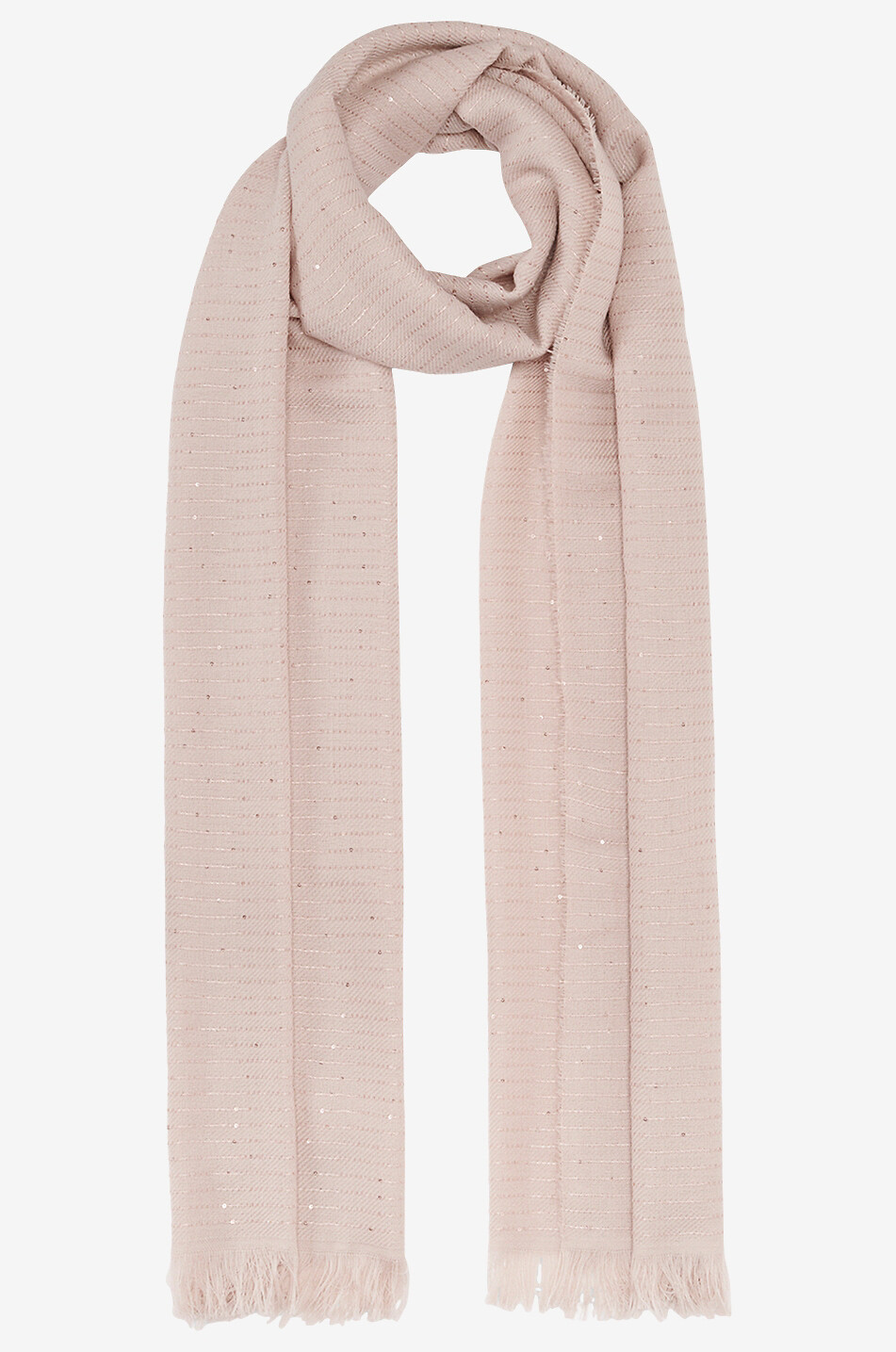 FABIANA FILIPPI Fine woven wool scarf with stripes and iridescent sequins Women LIGHT PINK 3