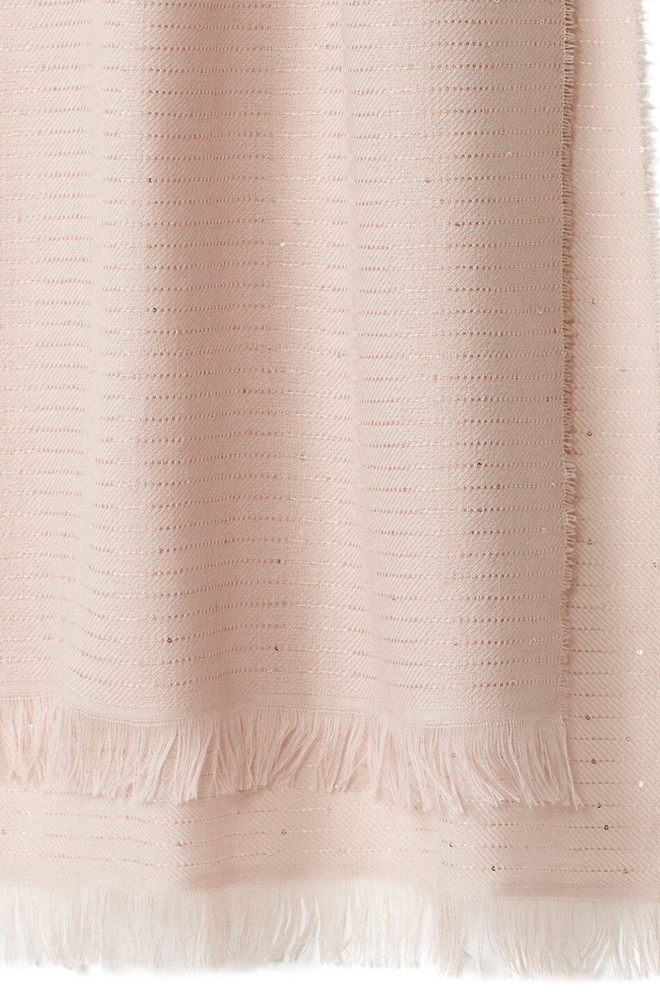 FABIANA FILIPPI Fine woven wool scarf with stripes and iridescent sequins Women LIGHT PINK 4