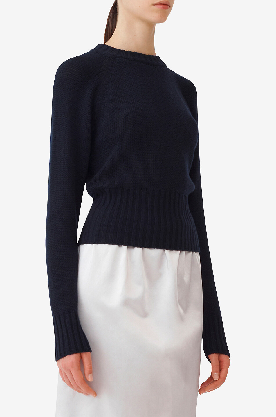 Kaschmirpullover mit Raglanärmeln und Perlendetails