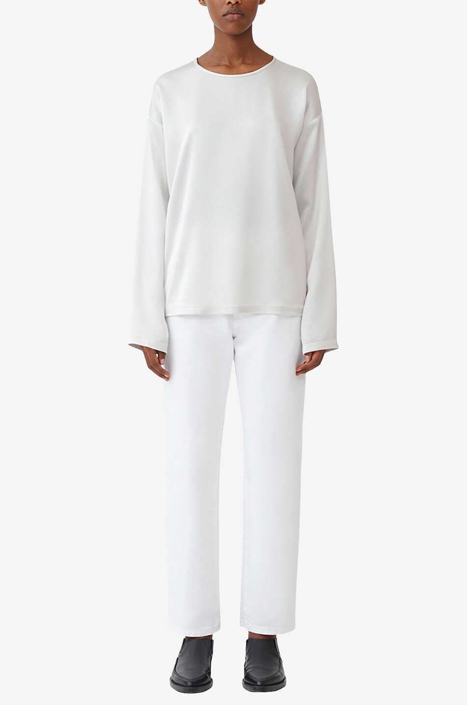 Langarm-Rundhalstop aus Seidensatin