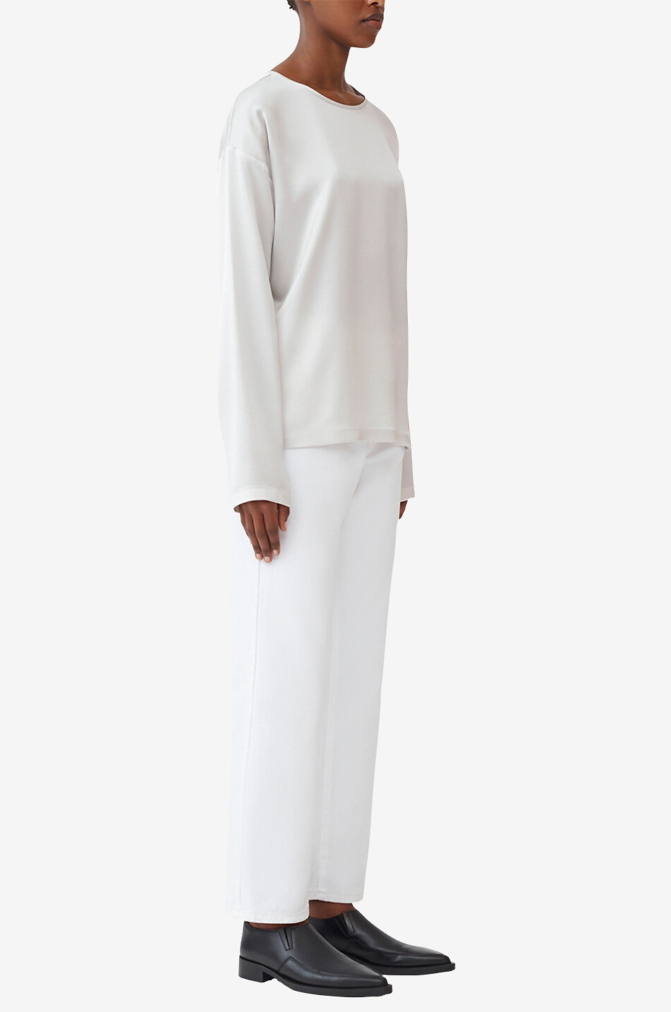 Langarm-Rundhalstop aus Seidensatin