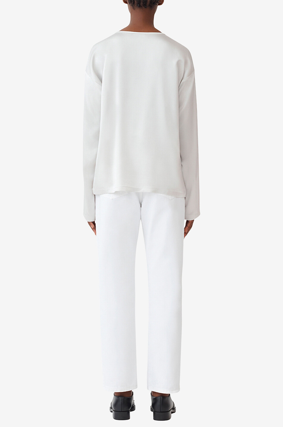 Langarm-Rundhalstop aus Seidensatin