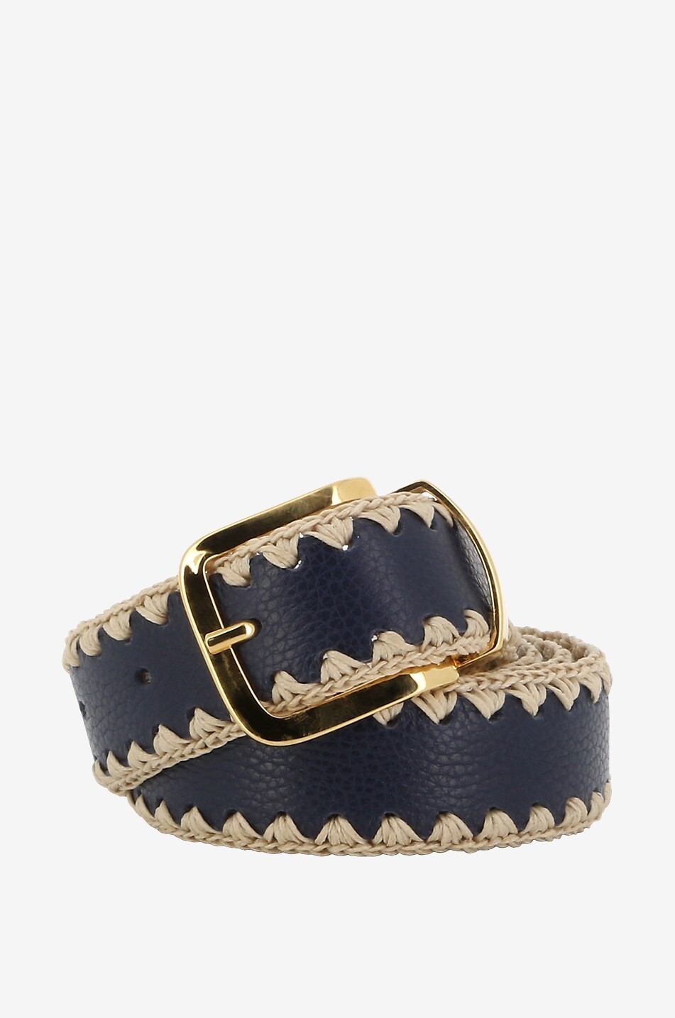 Feiner Wendegürtel aus Leder und Bast - 25 mm