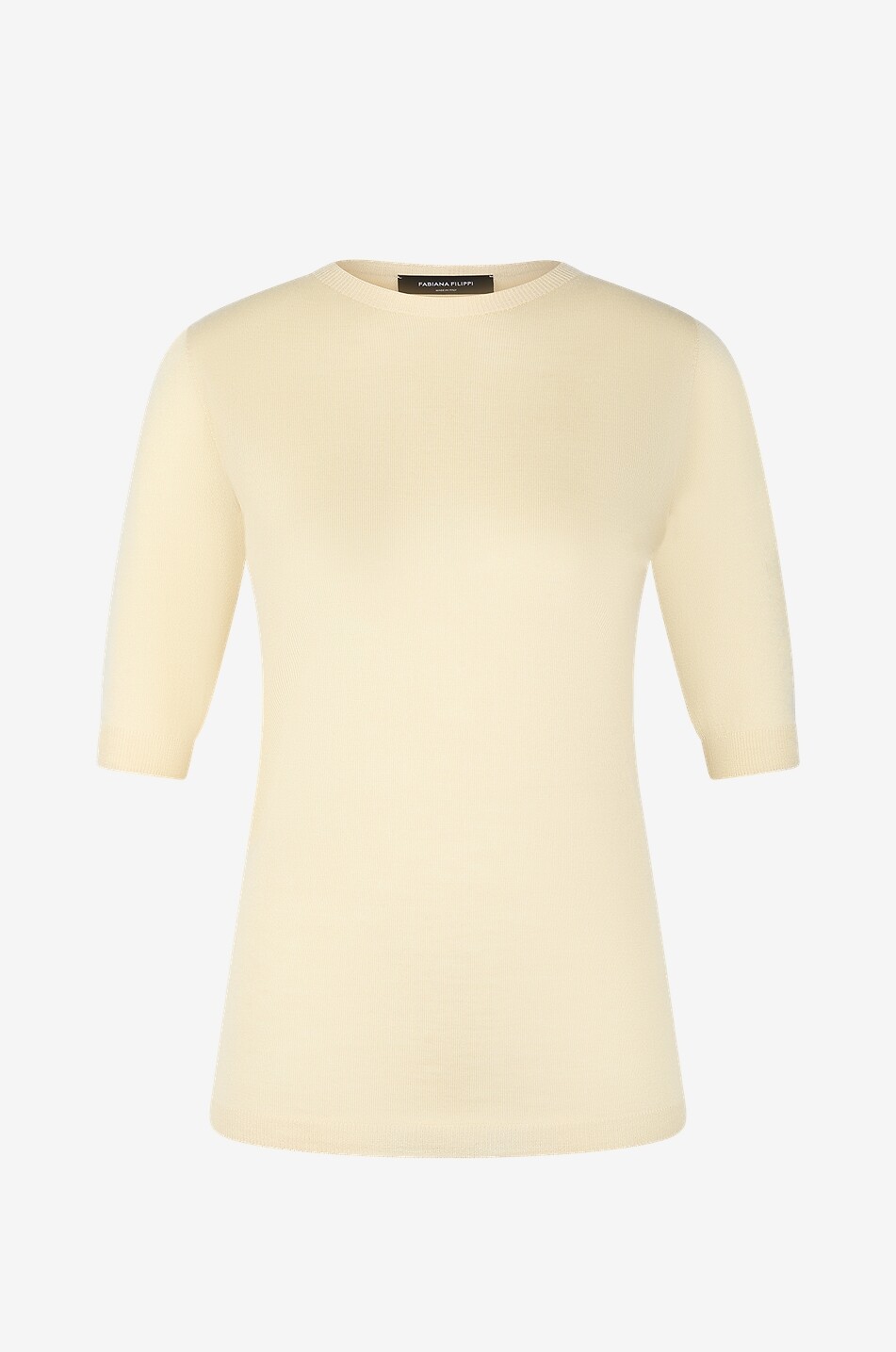 Feiner Rundhals-Kurzarm-Pullover aus Kaschmir und Seide