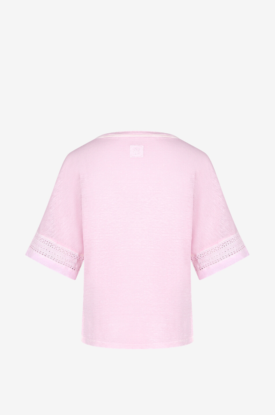 Blouse à manches courtes en lin à broderies anglaises