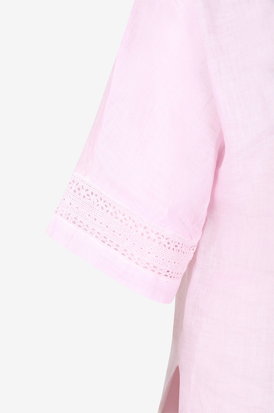 Blouse à manches courtes en lin à broderies anglaises