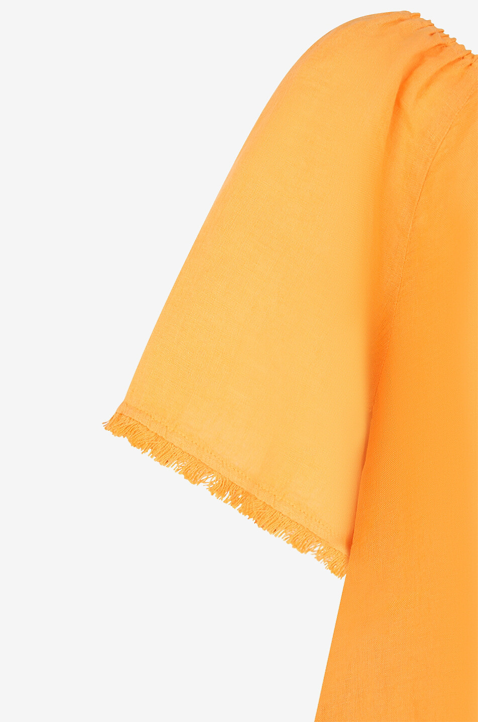 Blouse à manches courtes en lin à encolure élastiquée