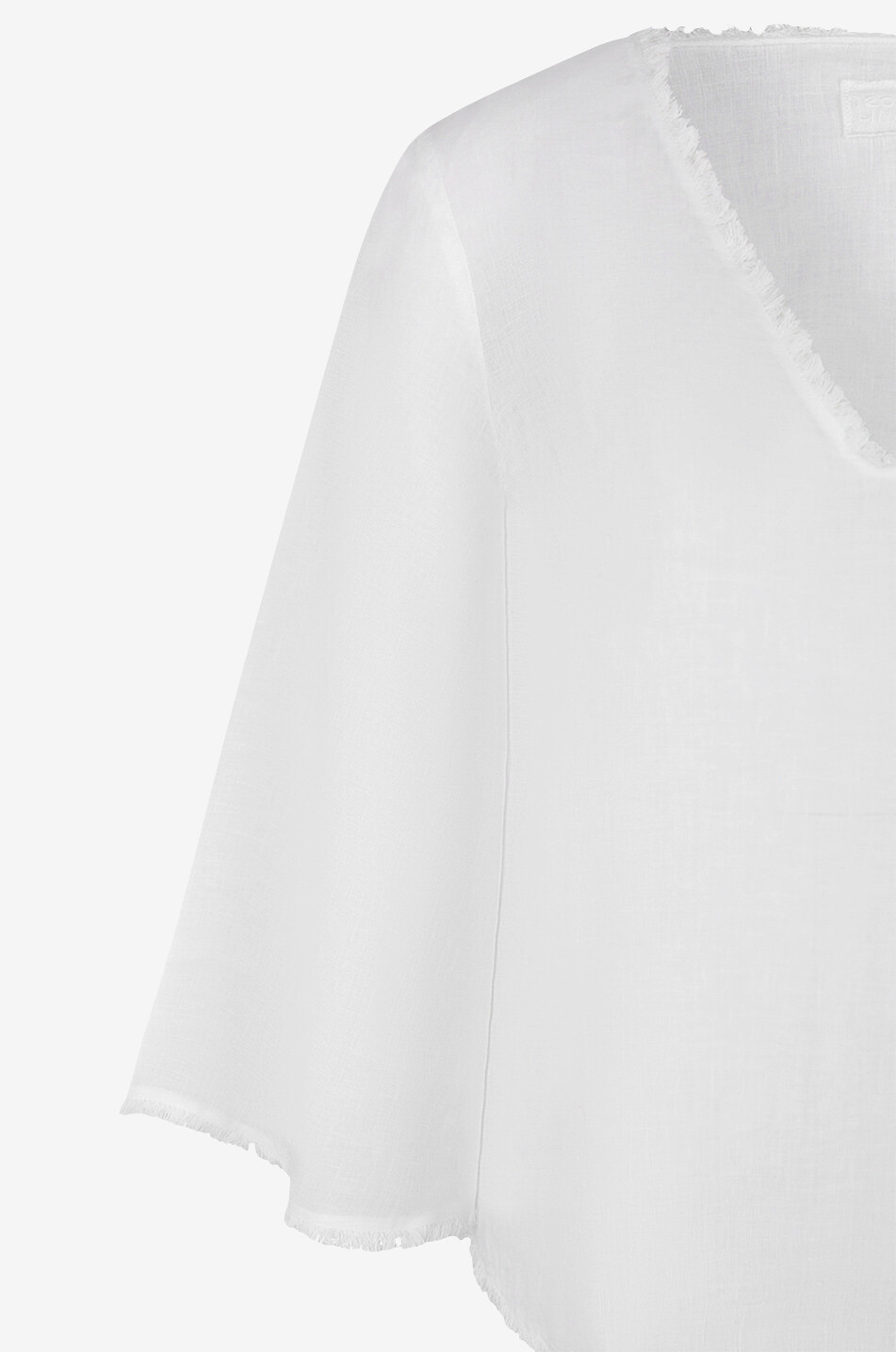 120% LINO Langärmelige Bluse aus Leinen mit V-Ausschnitt Damen WEISS 3