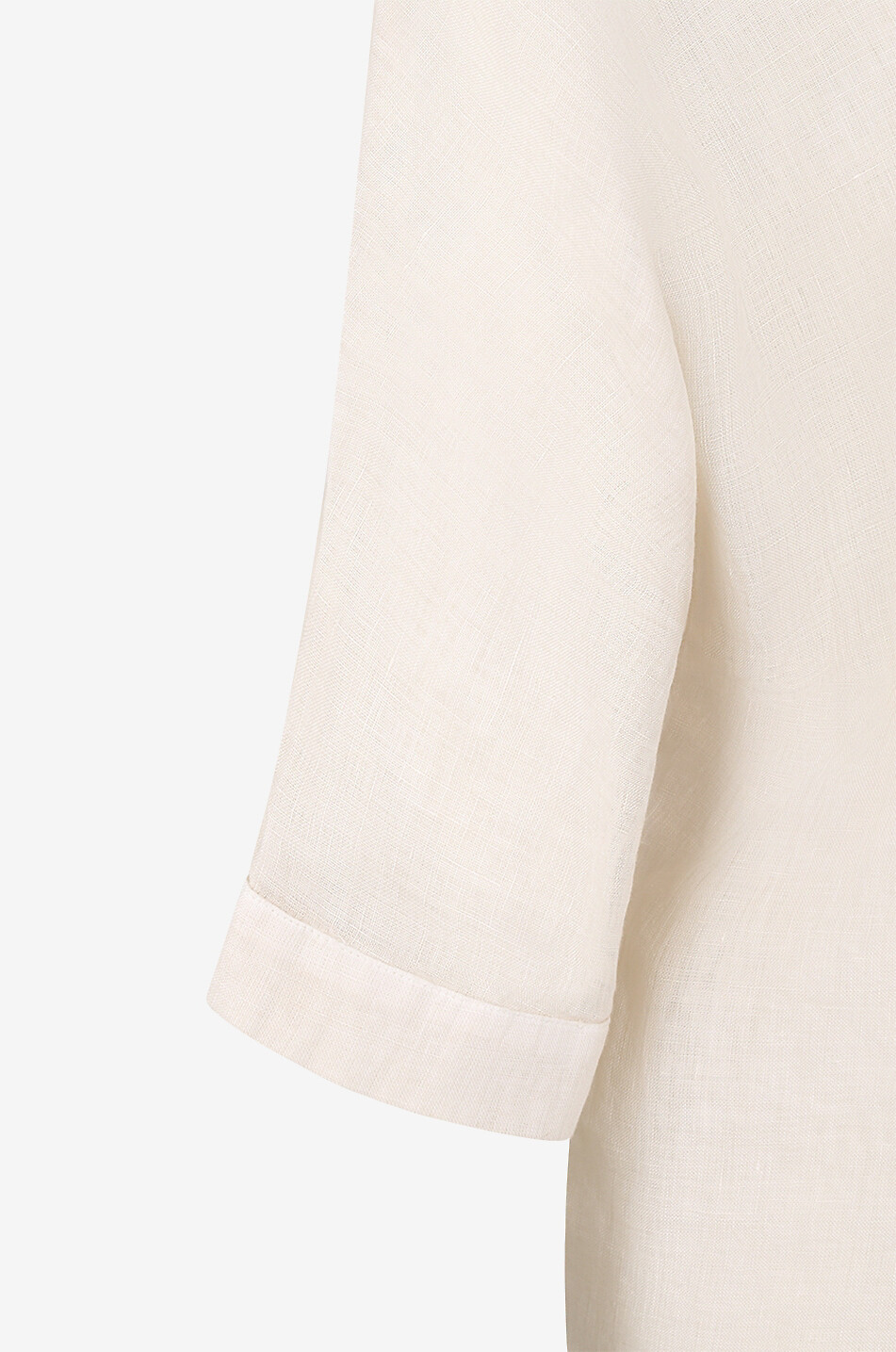 120% LINO Linen three-quarter sleeve blouse Women Light beige 3
