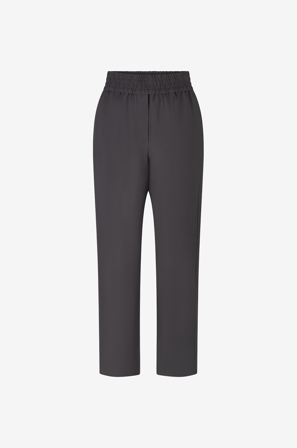 BRUNELLO CUCINELLI Baggy pull-up trousers in viscose and linen twill Women DARK GREY 1