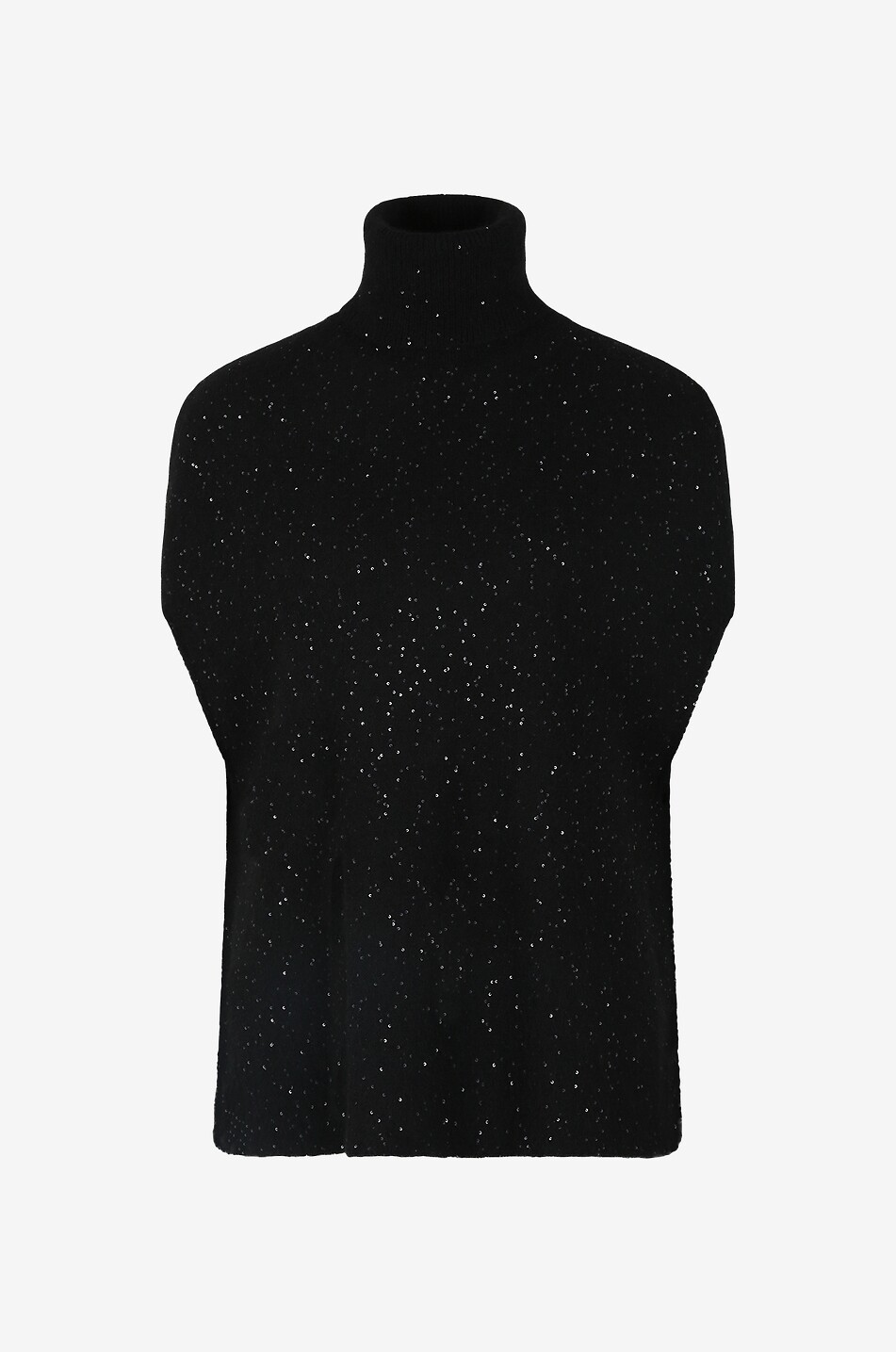 FABIANA FILIPPI Pull cape à col roulé en cachemire mélangé à sequins Femme NOIR 1