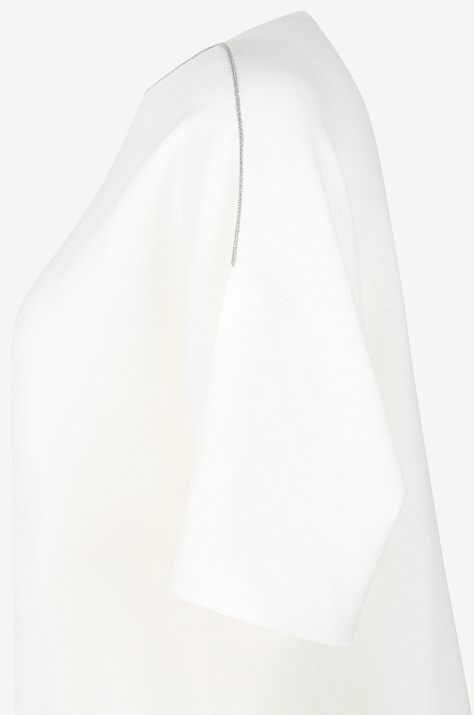 FABIANA FILIPPI Pull fin à col bateau et manches courtes en coton bio Femme BLANC CASSE 3