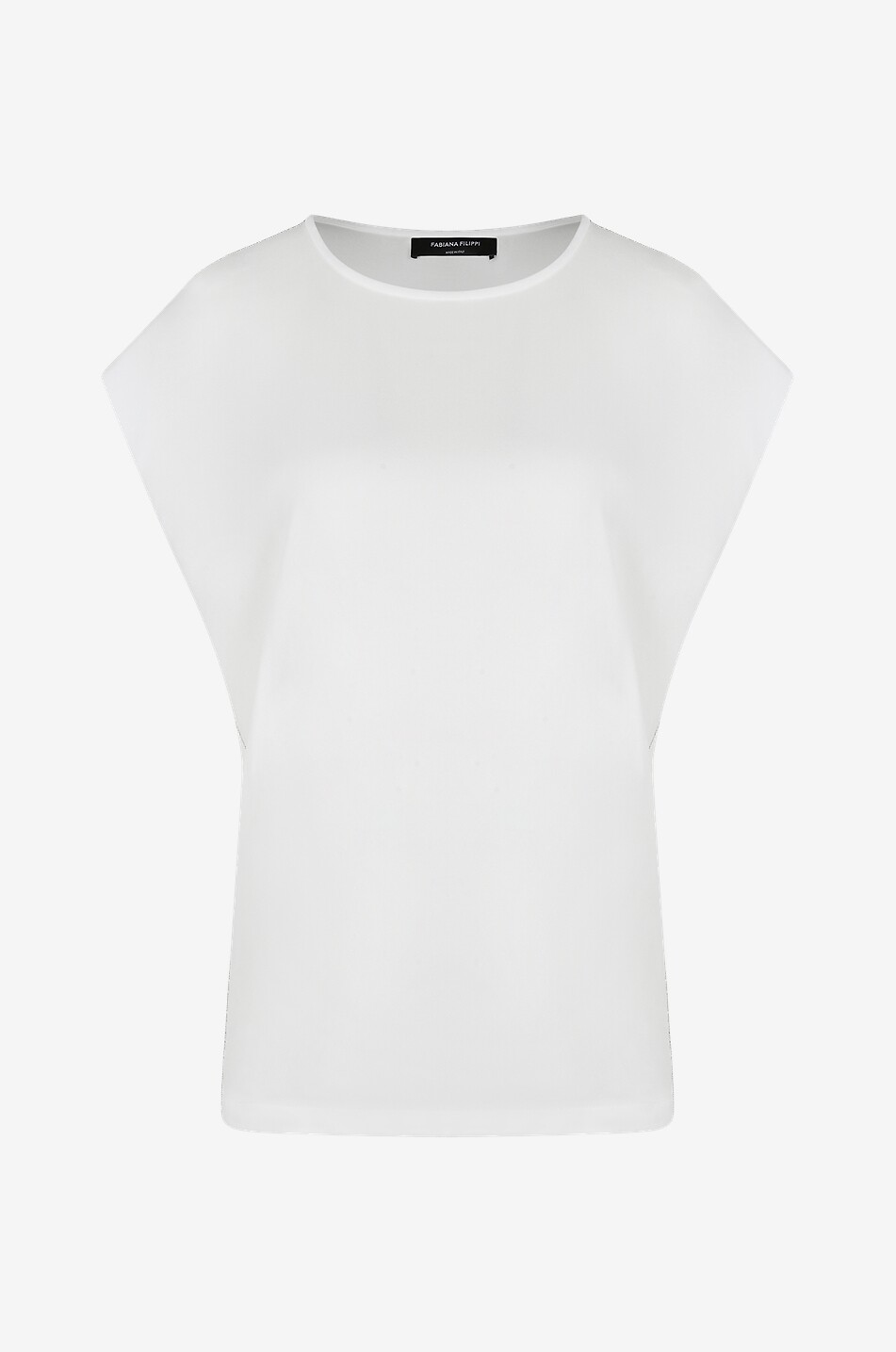 Top fluide en crêpe brodé de perles en métal