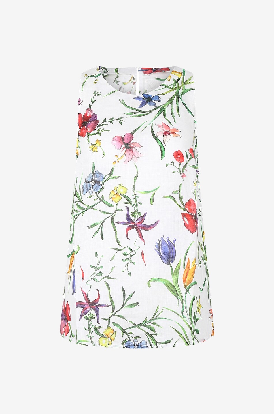 120% LINO Top sans manches en lin fleuri Femme MULTICOLORE 1