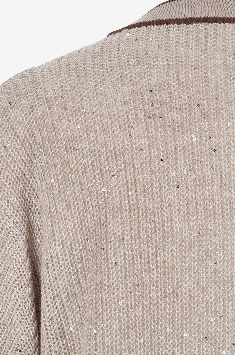 BRUNELLO CUCINELLI Sparkling V-neck short-sleeve linen cardigan Women BEIGE 3