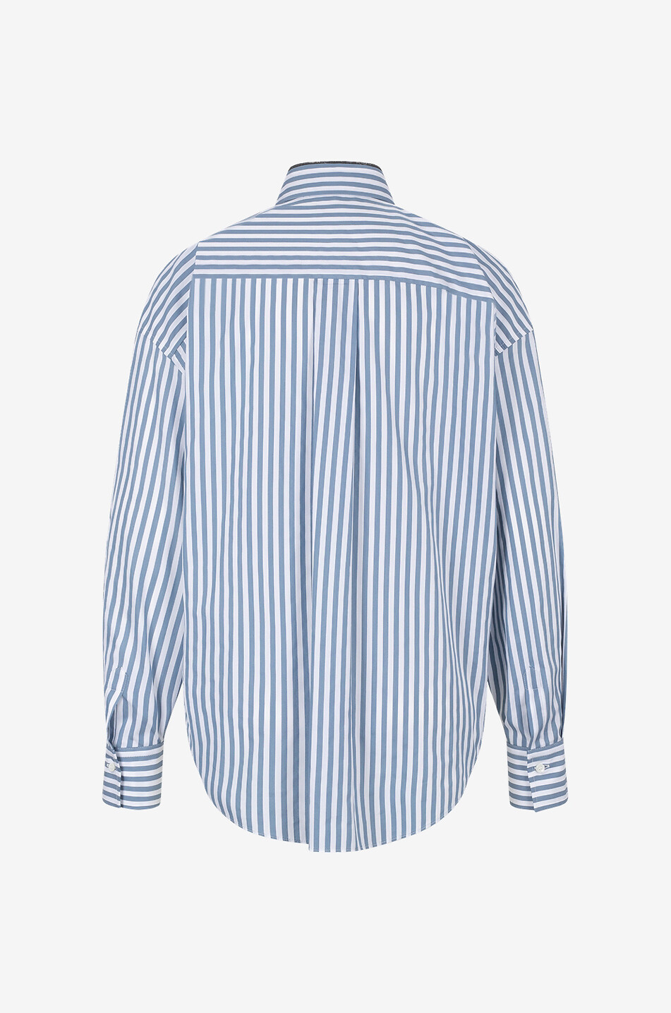 BRUNELLO CUCINELLI Gestreiftes Hemd aus Baumwolle und Seide Shiny Trim Damen HELLBLAU 2