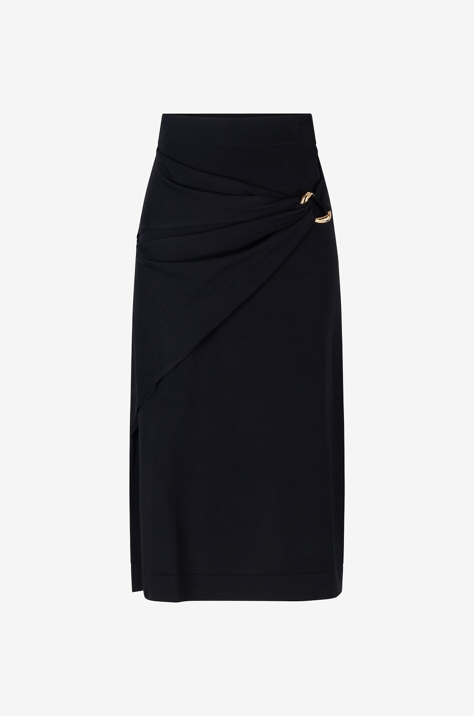 Jupe midi en maille de laine à drapé