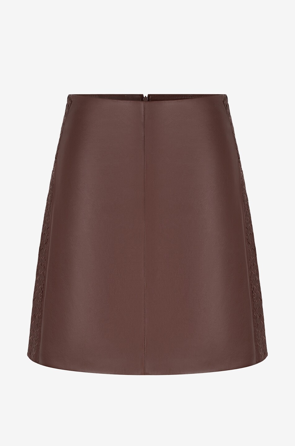 Cora A-line leather miniskirt with woven detailing