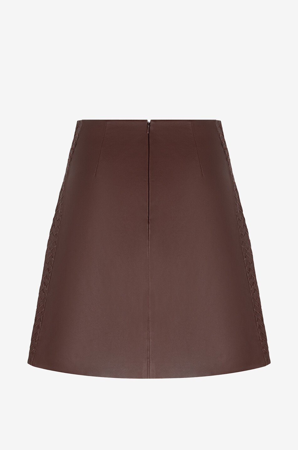 WEEKEND MAX MARA Cora A-line leather miniskirt with woven detailing Women DARK ORANGE 2